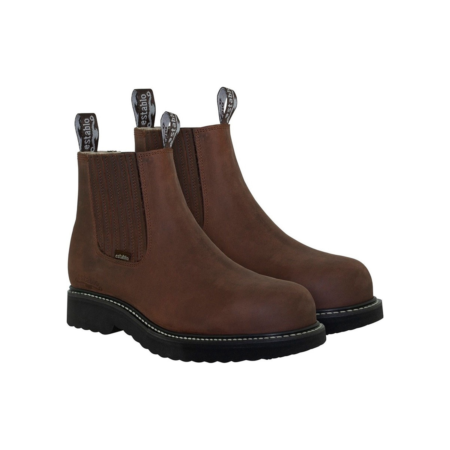 Bota Botin De Trabajo Con Casquillo Establo Modelo 500 Café Crazy.