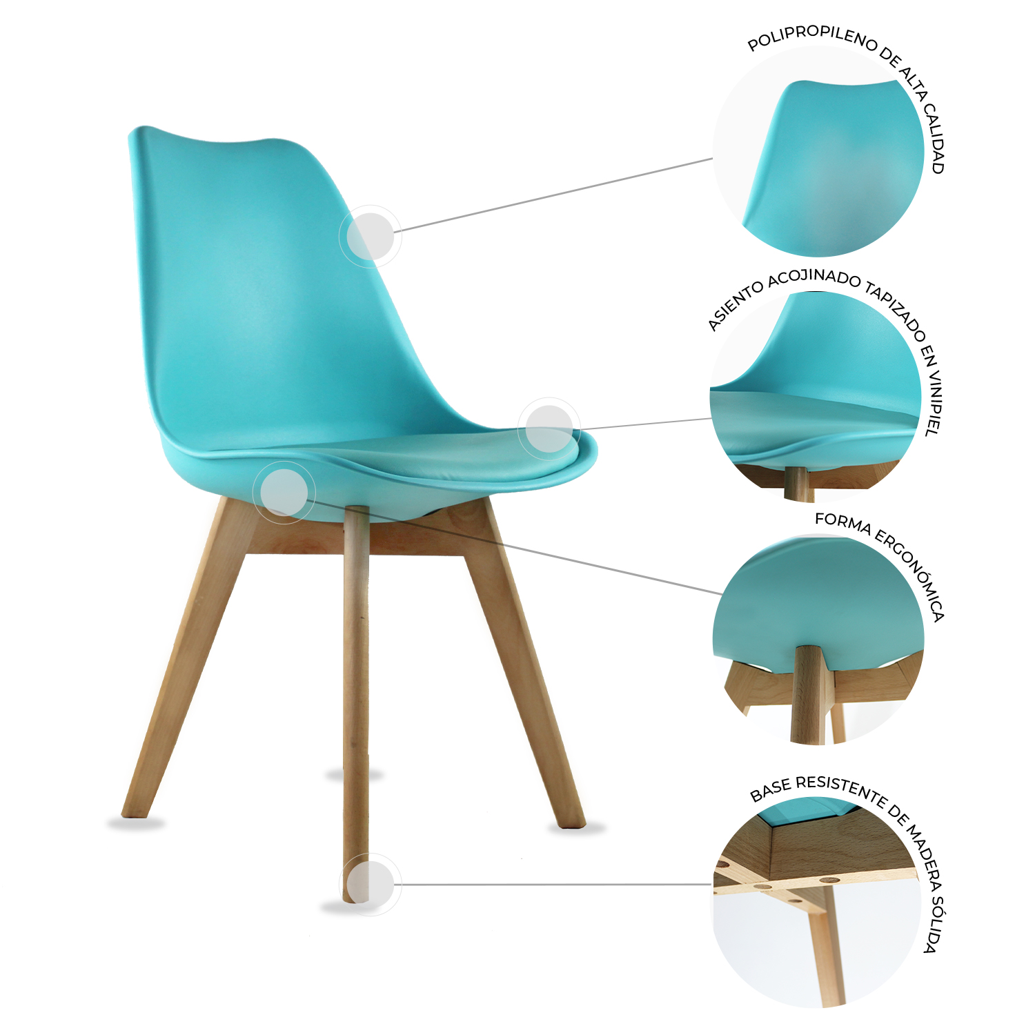 Set 4 Sillas Eames Hogar Frankfurt Turquesa Mundo In
