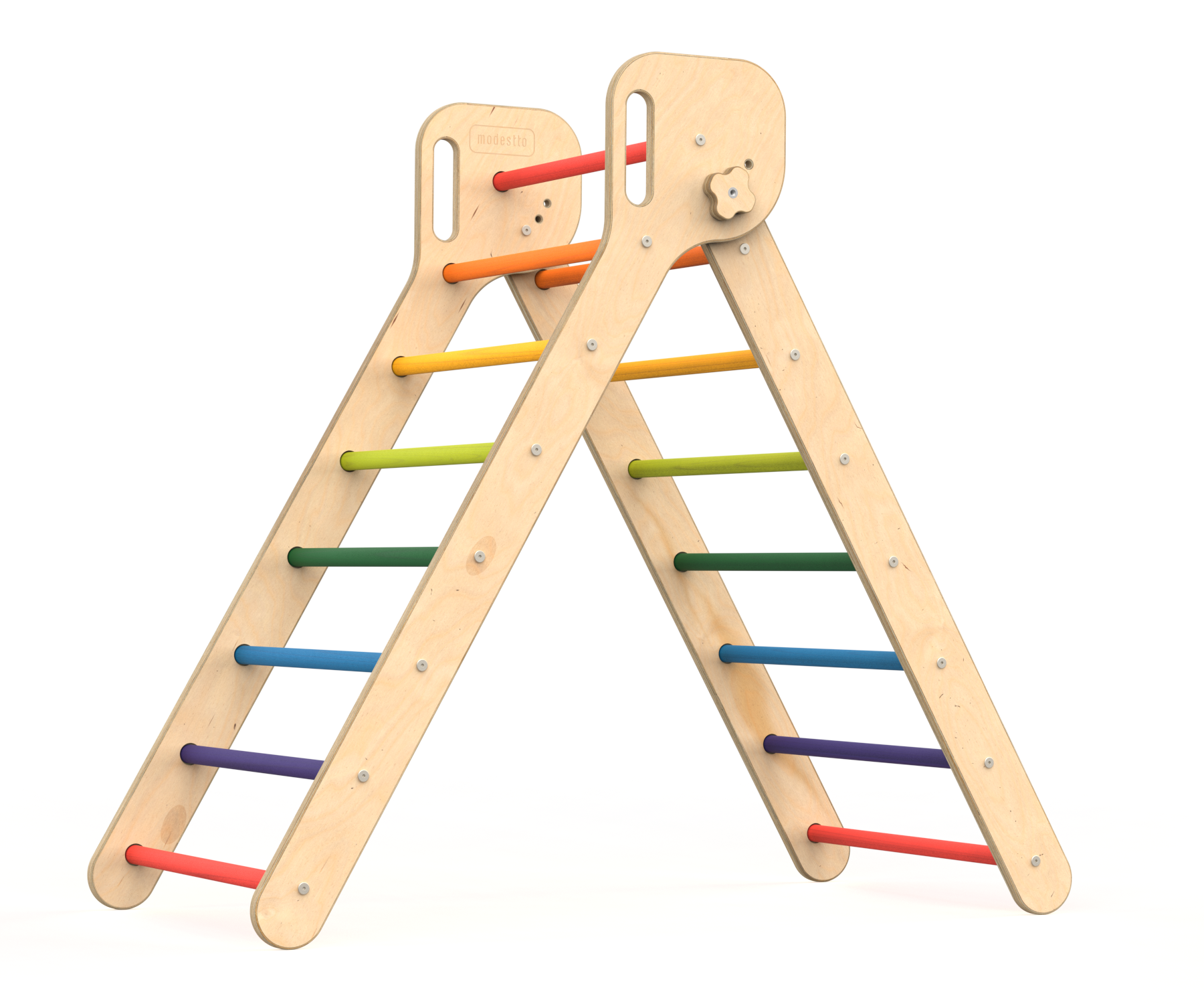 Triángulo de Escalada Grande Tres Posiciones Estructura de Juego Pikler para Bebés y Niños (Color Arcoíris)