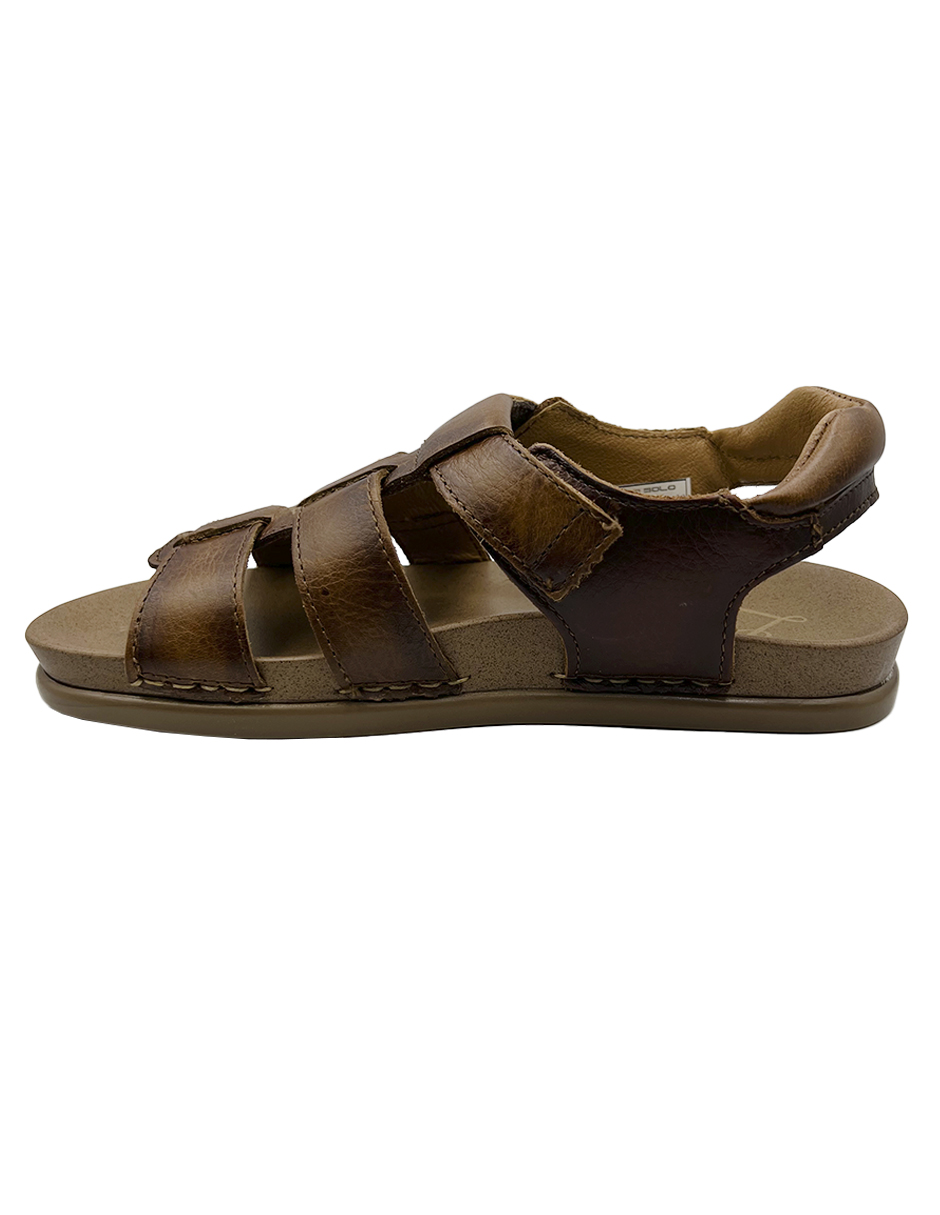 Sandalia Lobo Solo Piel 2483 Dama Color Camel.