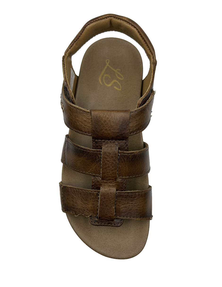 Sandalia Lobo Solo Piel 2483 Dama Color Camel.