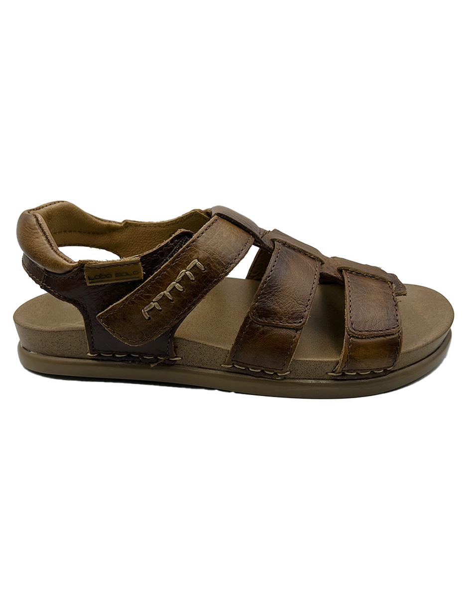 Sandalia Lobo Solo Piel 2483 Dama Color Camel.