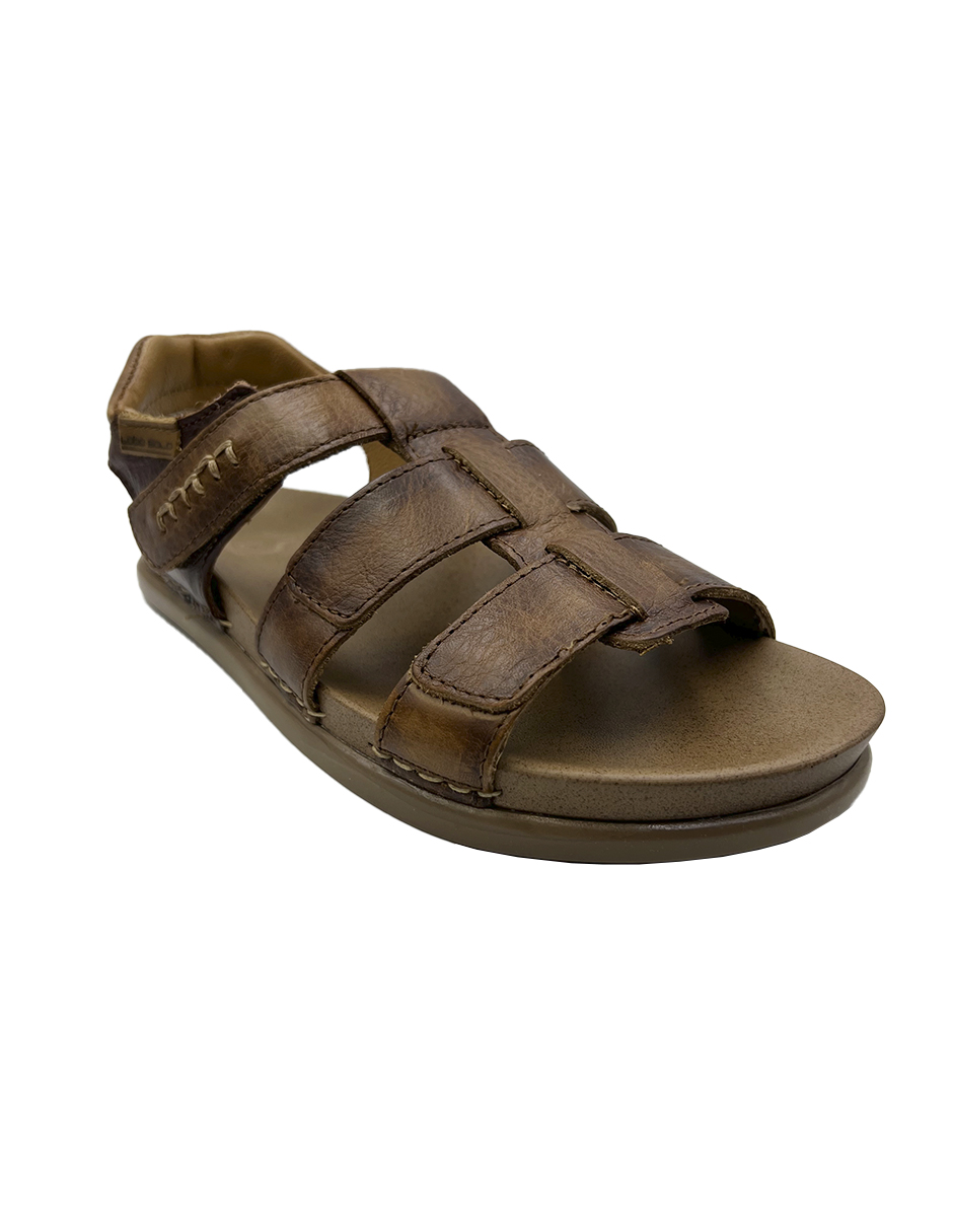 Sandalia Lobo Solo Piel 2483 Dama Color Camel.