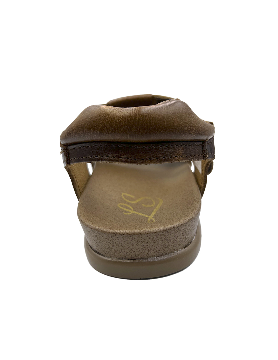 Sandalia Lobo Solo Piel 2483 Dama Color Camel.