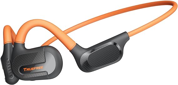 truefree F2 Audífonos Inalámbricos de Conducción Aérea Bluetooth 5.3 Oído Abierto IPX4 Auriculares Deportivos,4-Mic Driver de 16,2 mm Ajuste Cómodo Modo de Juego Baja Latencia Total 15Horas.