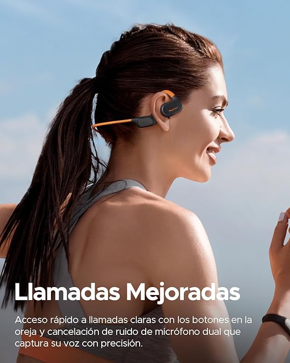 truefree F2 Audífonos Inalámbricos de Conducción Aérea Bluetooth 5.3 Oído Abierto IPX4 Auriculares Deportivos,4-Mic Driver de 16,2 mm Ajuste Cómodo Modo de Juego Baja Latencia Total 15Horas.