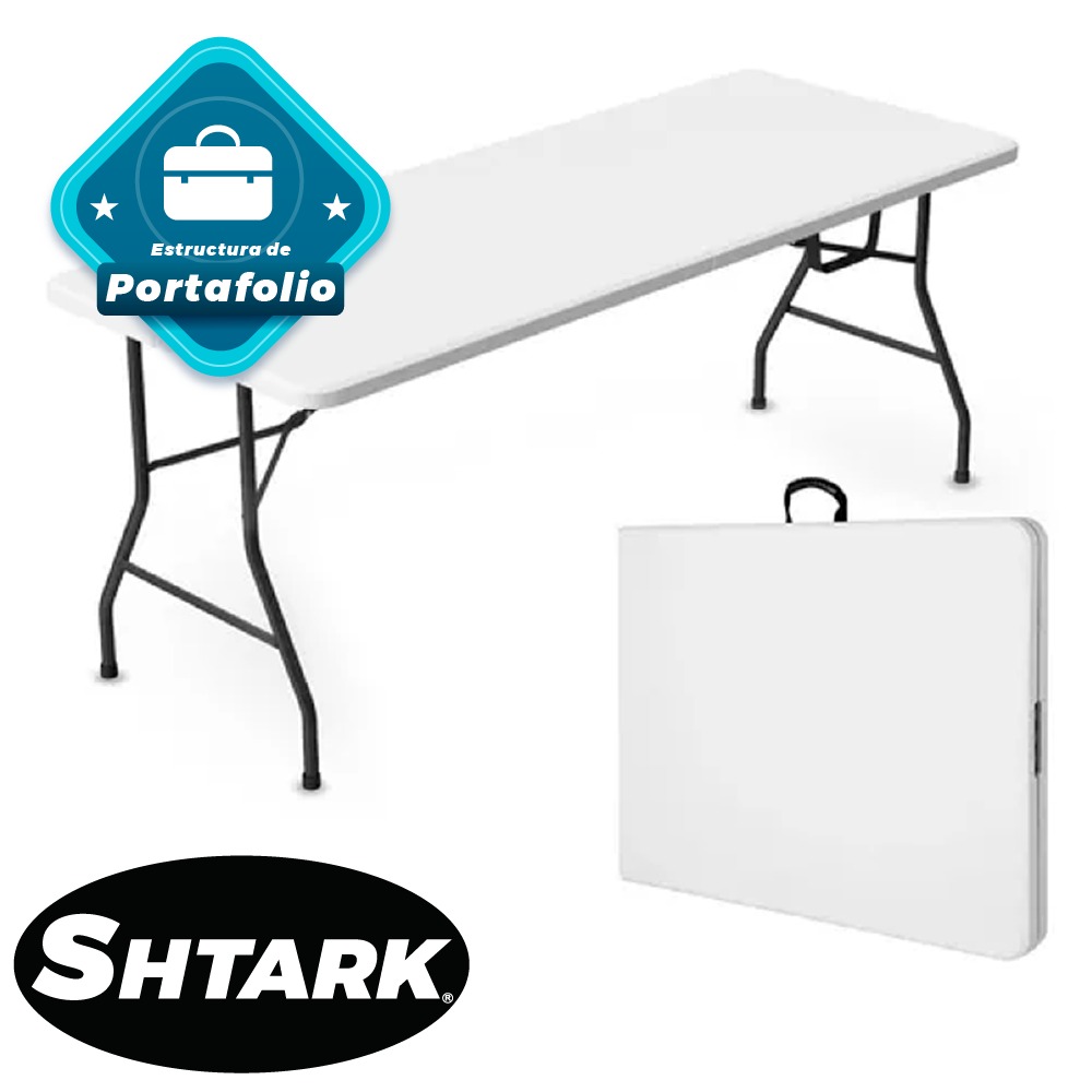 Mesa Plegable Plástico Tipo Portafolio 1.80m Jardín Portátil.