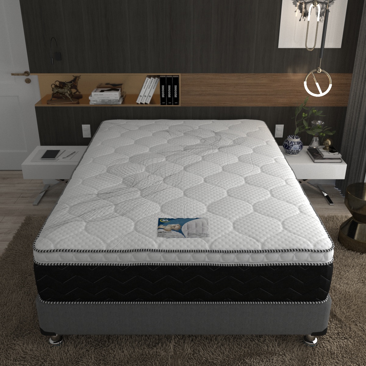 Colchón y Box Queen Size Serta PresToon Evolution Ortopédico