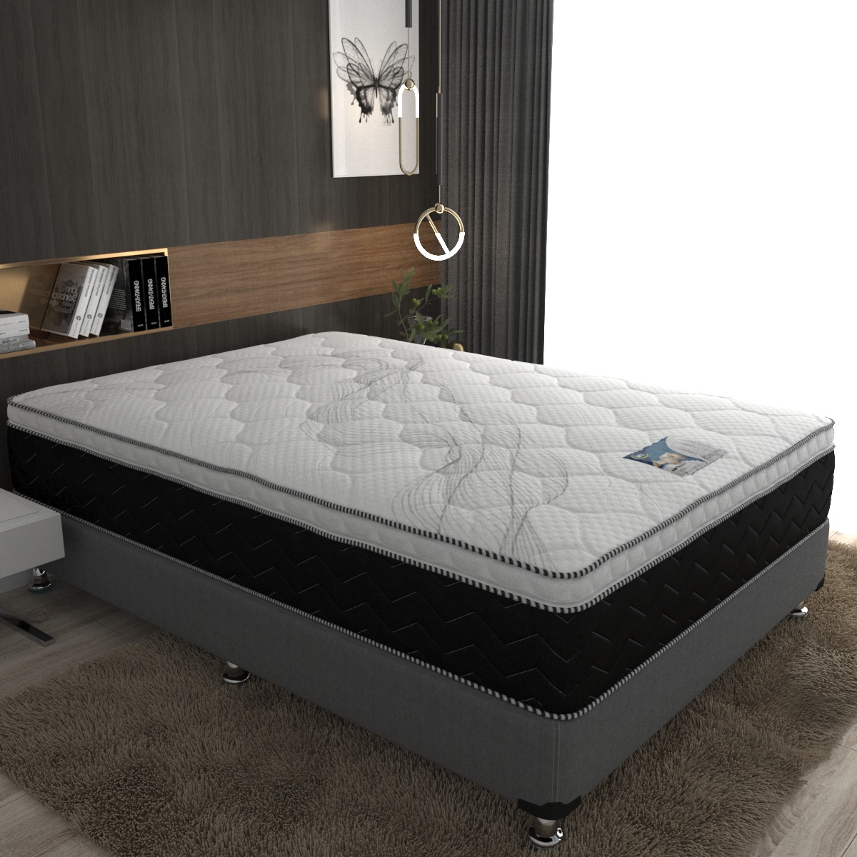 Colchón y Box Queen Size Serta PresToon Evolution Ortopédico