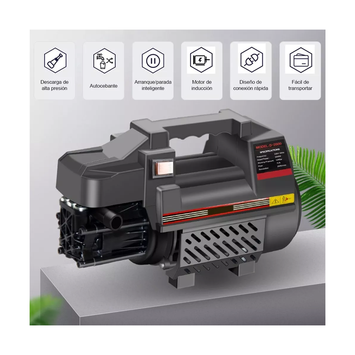Hidrolavadora Eléctrica Con 2200 Psi De Presión Máxima 10m.