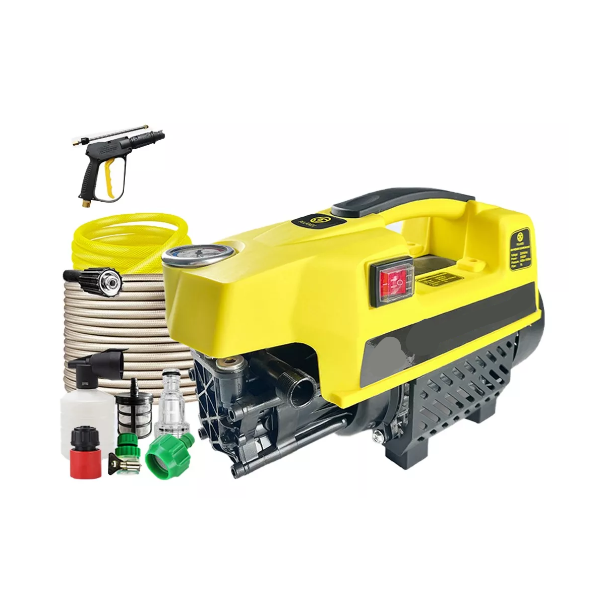 Hidrolavadora eléctrica amarilla 2000W 180bar presión máxima 110V - 50Hz.