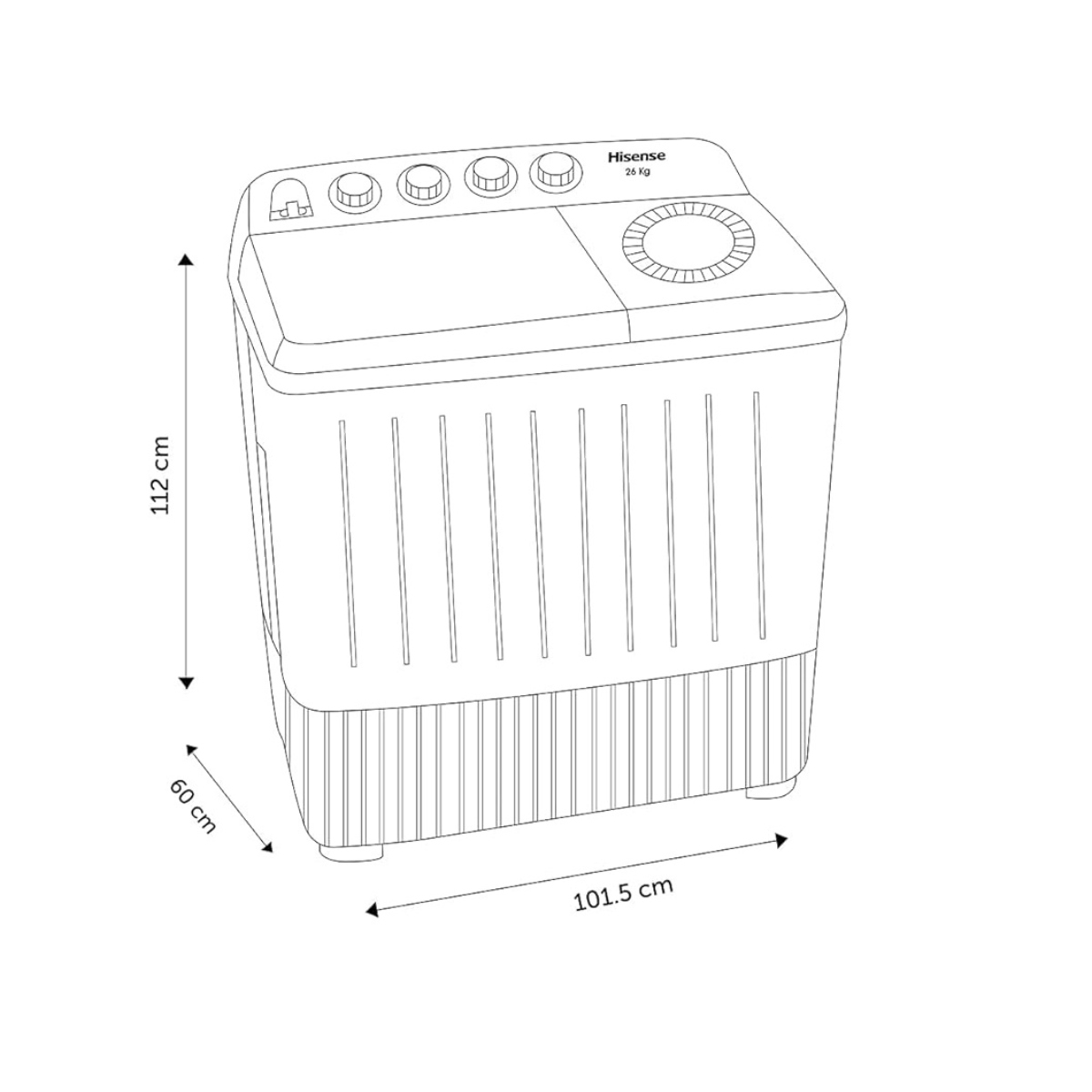Lavadora Semiautomática Hisense WSA2601PX 26KG Doble Tina Blanca ALBY ENTREGA SÓLO VÁLIDA EN LA CIUDAD DE MÉXICO Y ZONA METROPOLITANA.