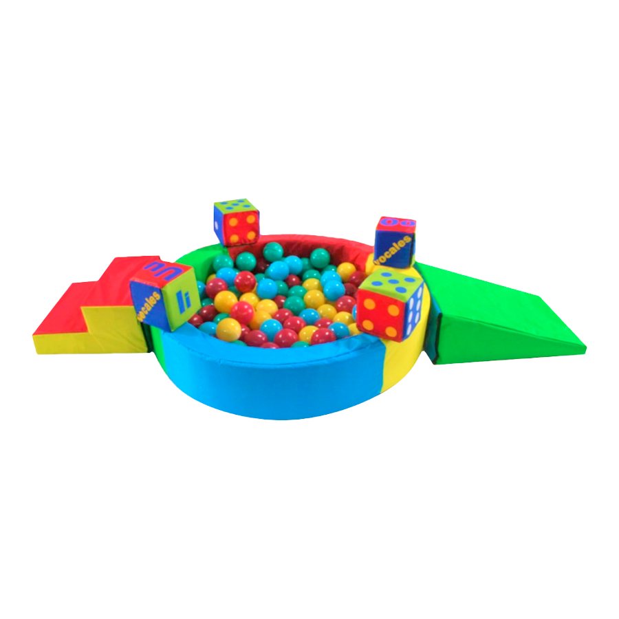 Alberca De Pelotas + Colchoneta De Fondo + Rampa Y Escalera + 300 Pelotas + 4 Cubos Multicolor DIDJIG Estimulación Temprana 
