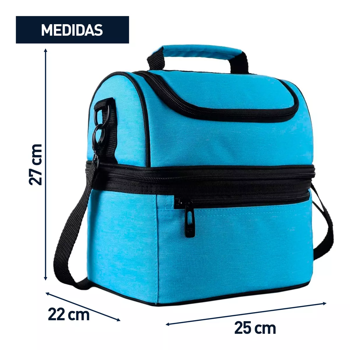 Bolsa De Almuerzo Lonchera Térmica Portátil Y Gran Capacidad Celeste.