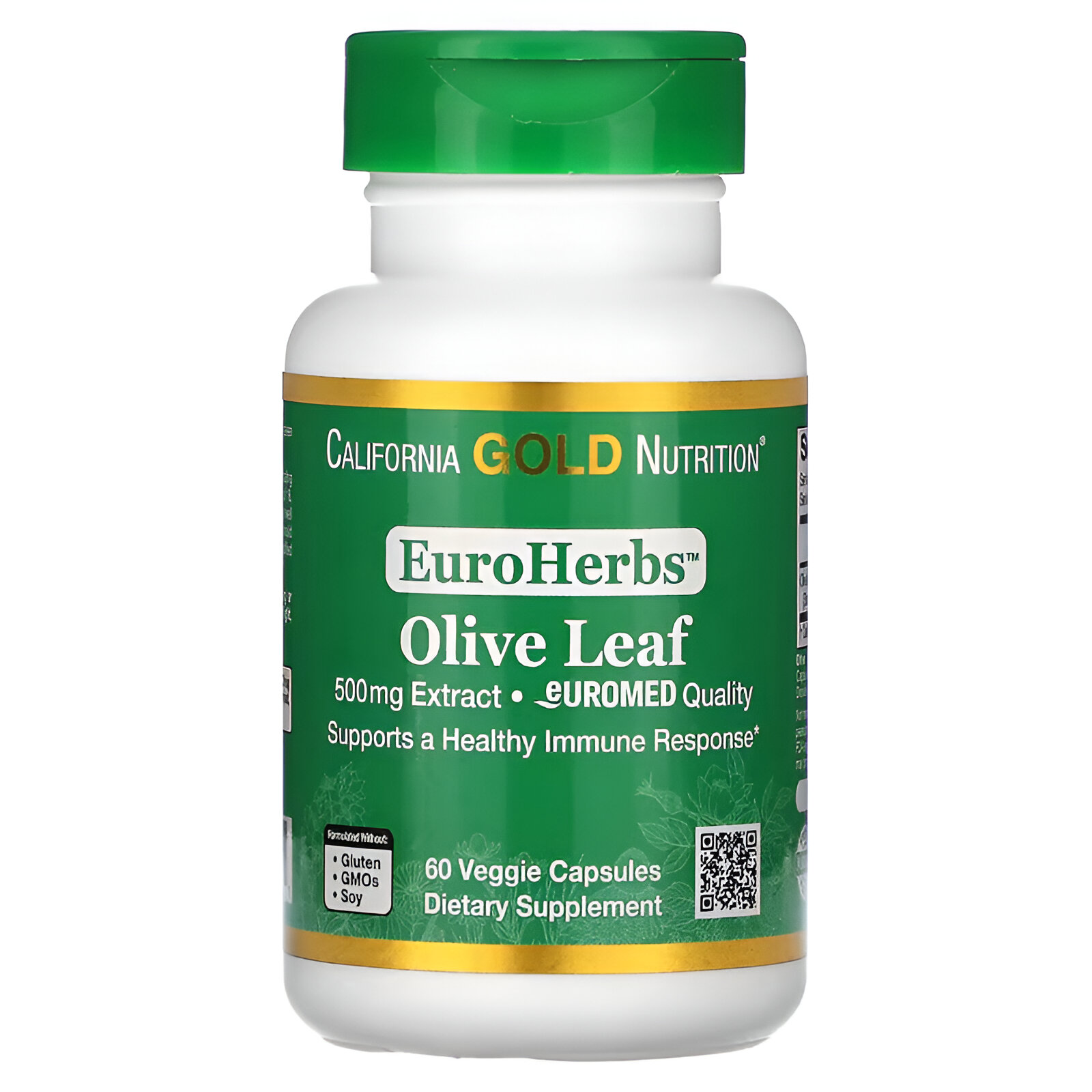 Extracto de hoja de olivo Oleuropeína 500 mg 60 cápsulas.