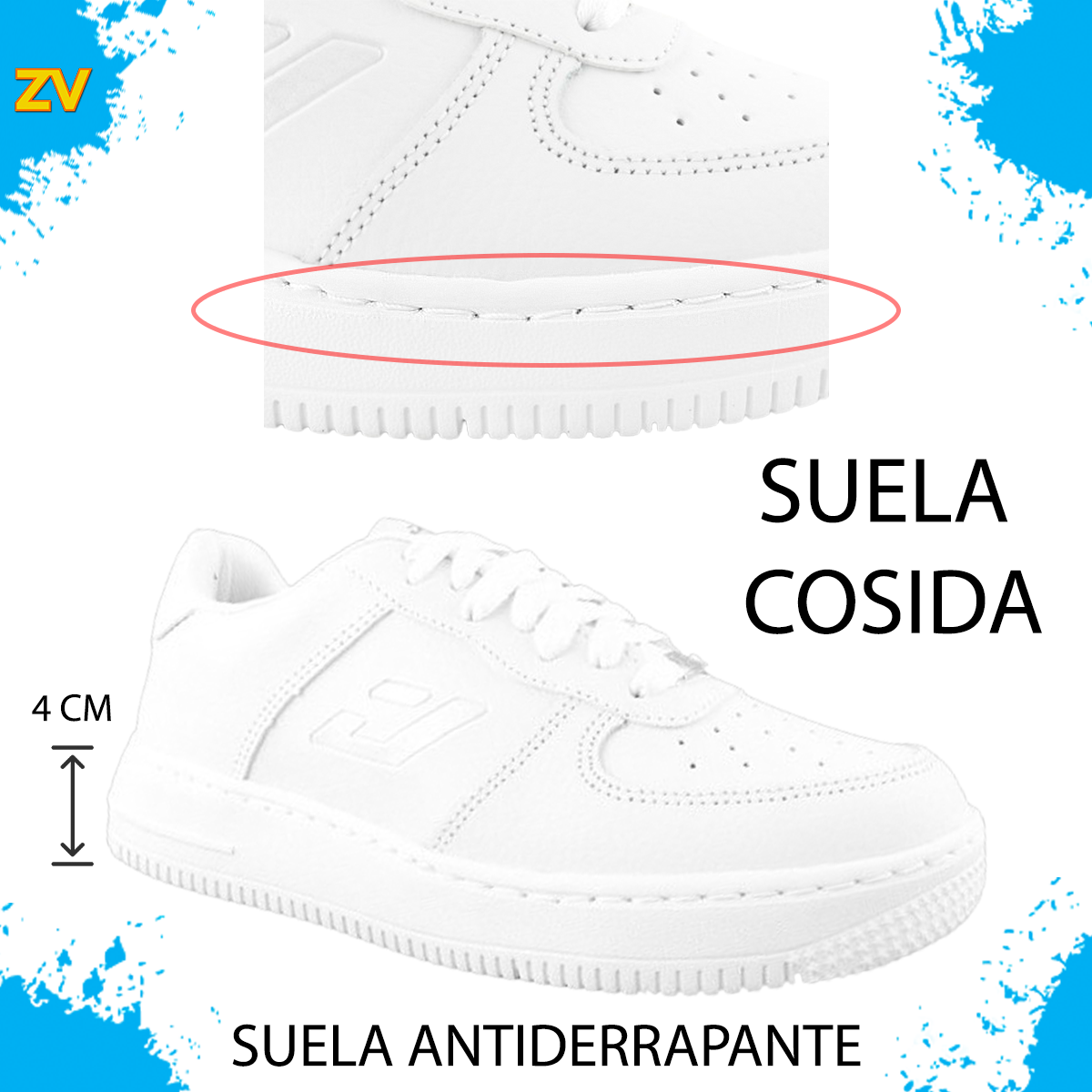 Tenis Niño Escolares Arco Ortopedico Casual Blancos 6000-bb