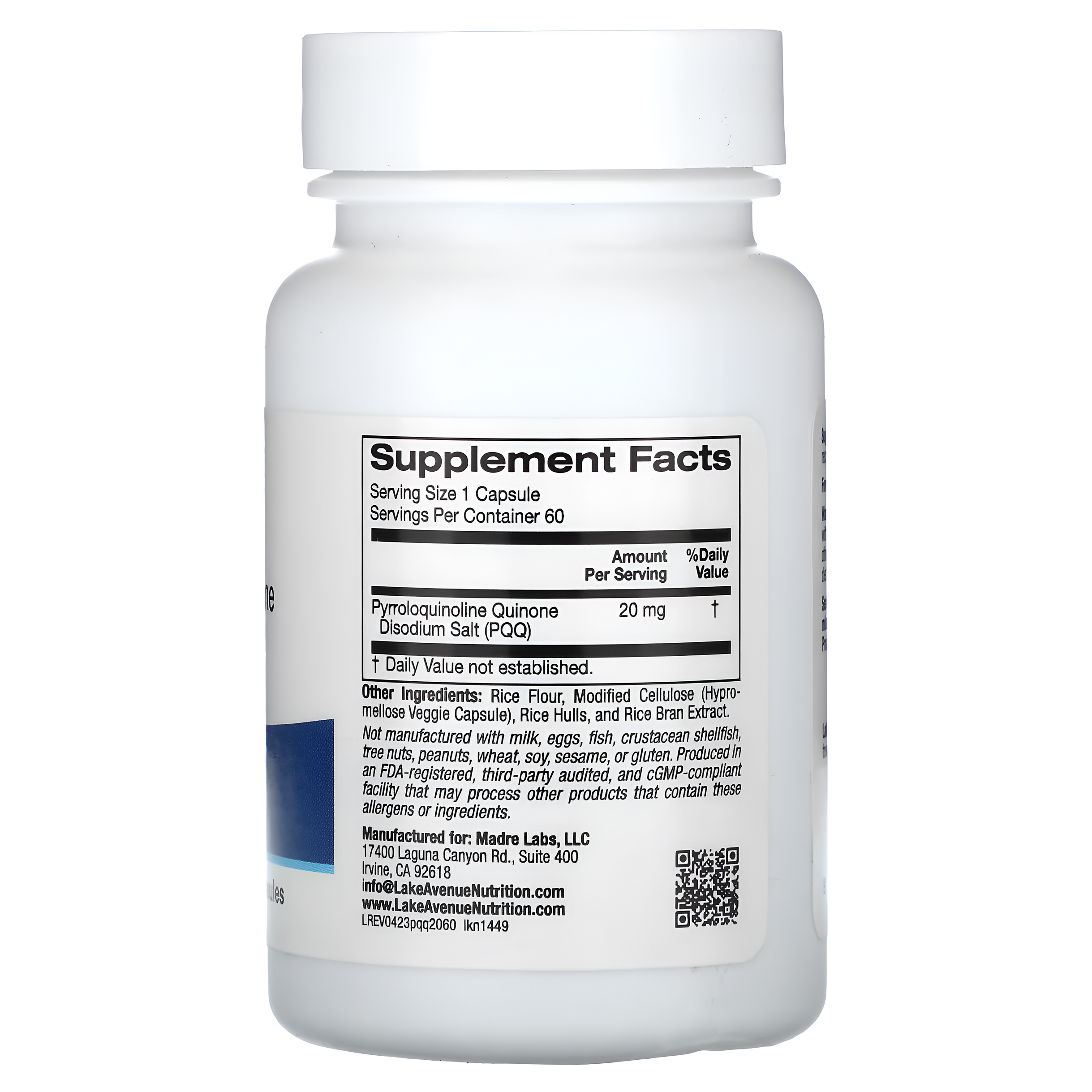 Pirroloquinolina Quinona PQQ 20 mg 60 cápsulas.