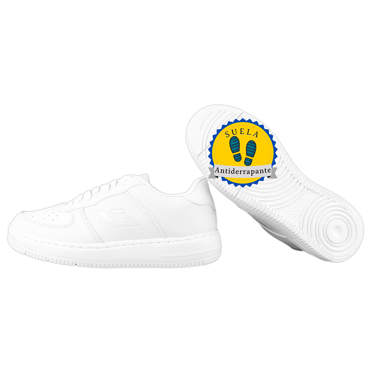 Tenis Niño Escolares Arco Ortopedico Casual Blancos 6000-bb
