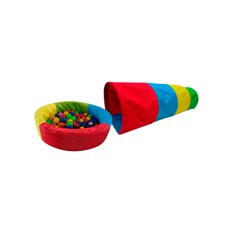 Alberca De Pelotas 120cm*20cm*10cm + Túnel Gusano Multicolor DIDJIG Estimulación Temprana  