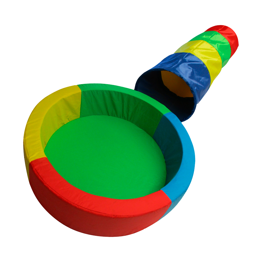 Alberca De Pelotas 120cm*20cm*10cm + Túnel Gusano Multicolor DIDJIG Estimulación Temprana  