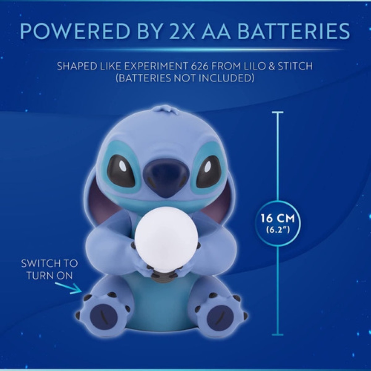 Lampara Decorativa De Noche Lilo Y Stich Luz Ambiental Azul Marino.
