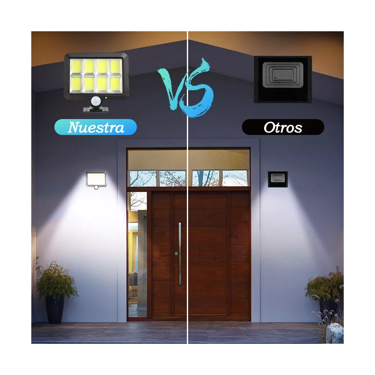 Par Lámpara Solar Exterior Pared Sensor 160led 3modos+remoto 60w Mod A.