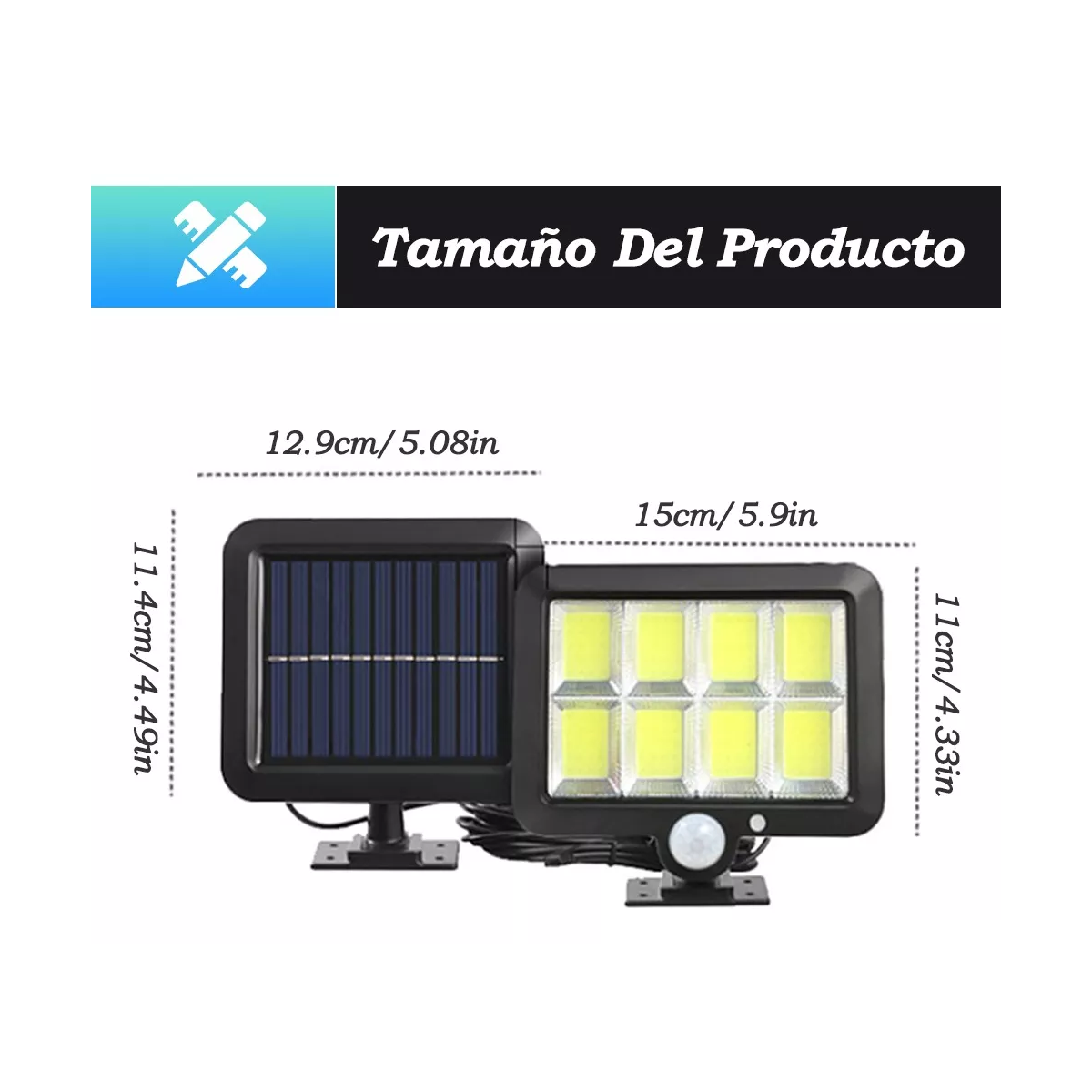 Par Lámpara Solar Exterior Pared Sensor 160led 3modos+remoto 60w Mod A.
