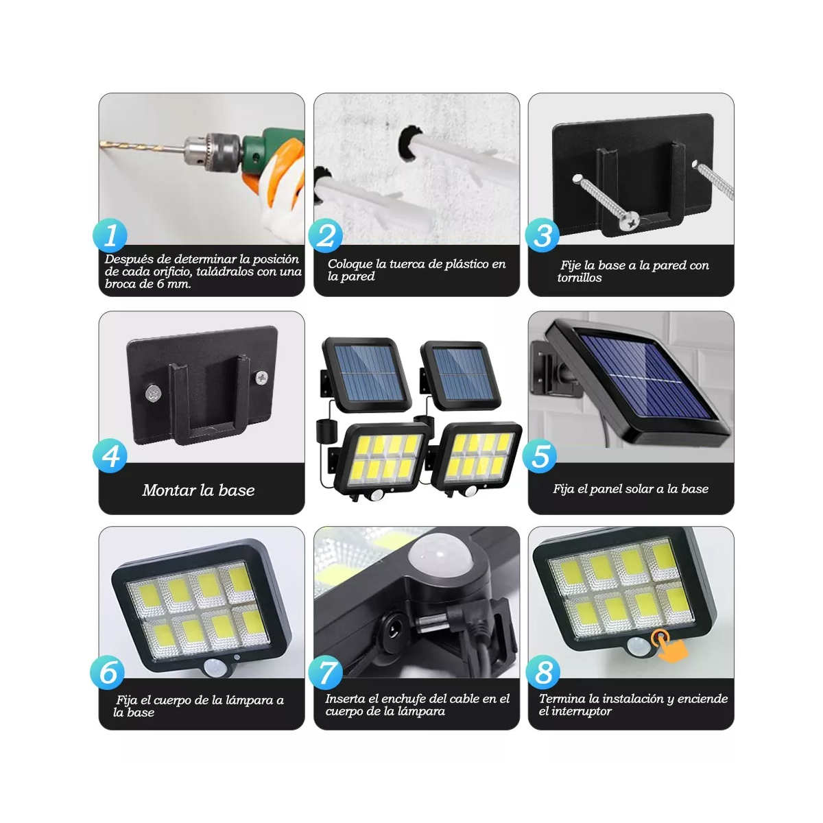 Par Lámpara Solar Exterior Pared Sensor 160led 3modos+remoto 60w Mod A.