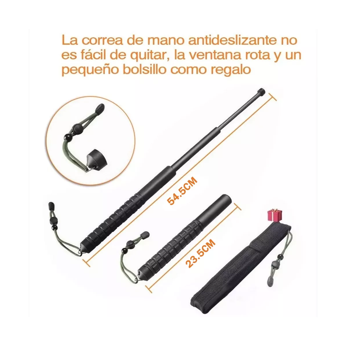 2pcs Defensa Personal De Bastón Retráctil 54cm Multifuncion.
