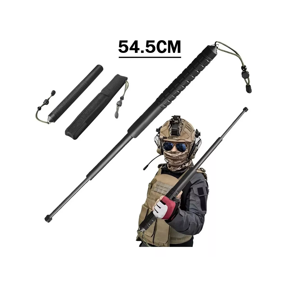 2pcs Defensa Personal De Bastón Retráctil 54cm Multifuncion.