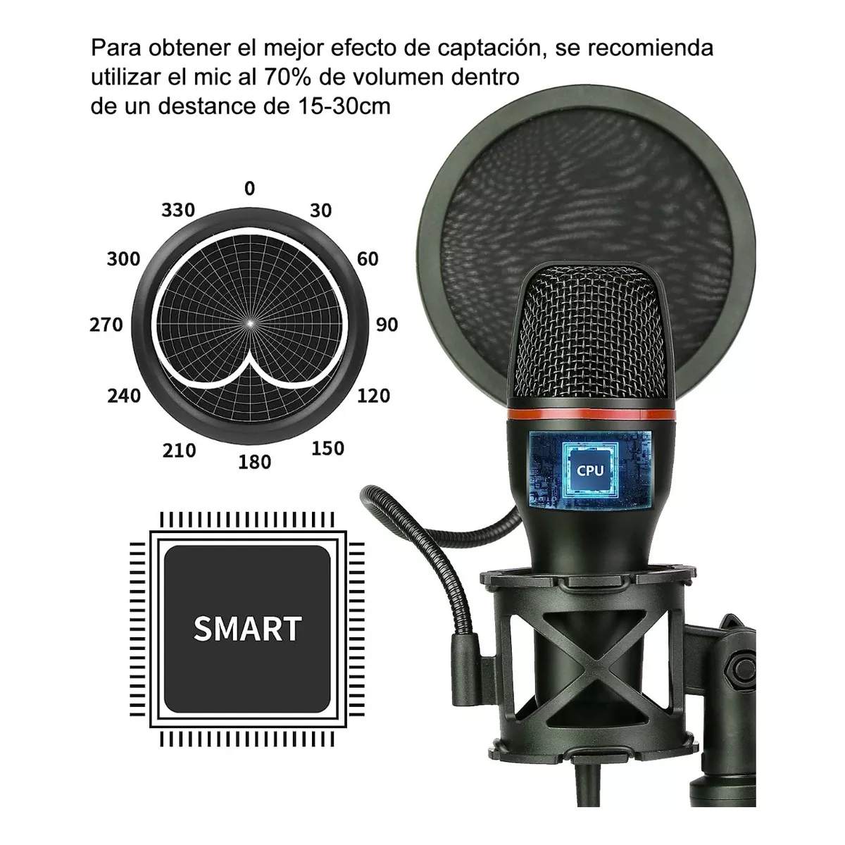 Micrófono Condensador Color negro ME4-RGB.