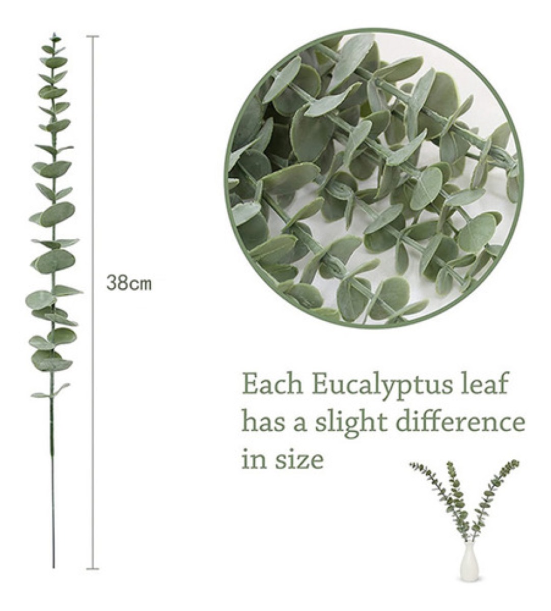 40 Piezas Tallos De Eucalipto Decoración Hojas Artificiales