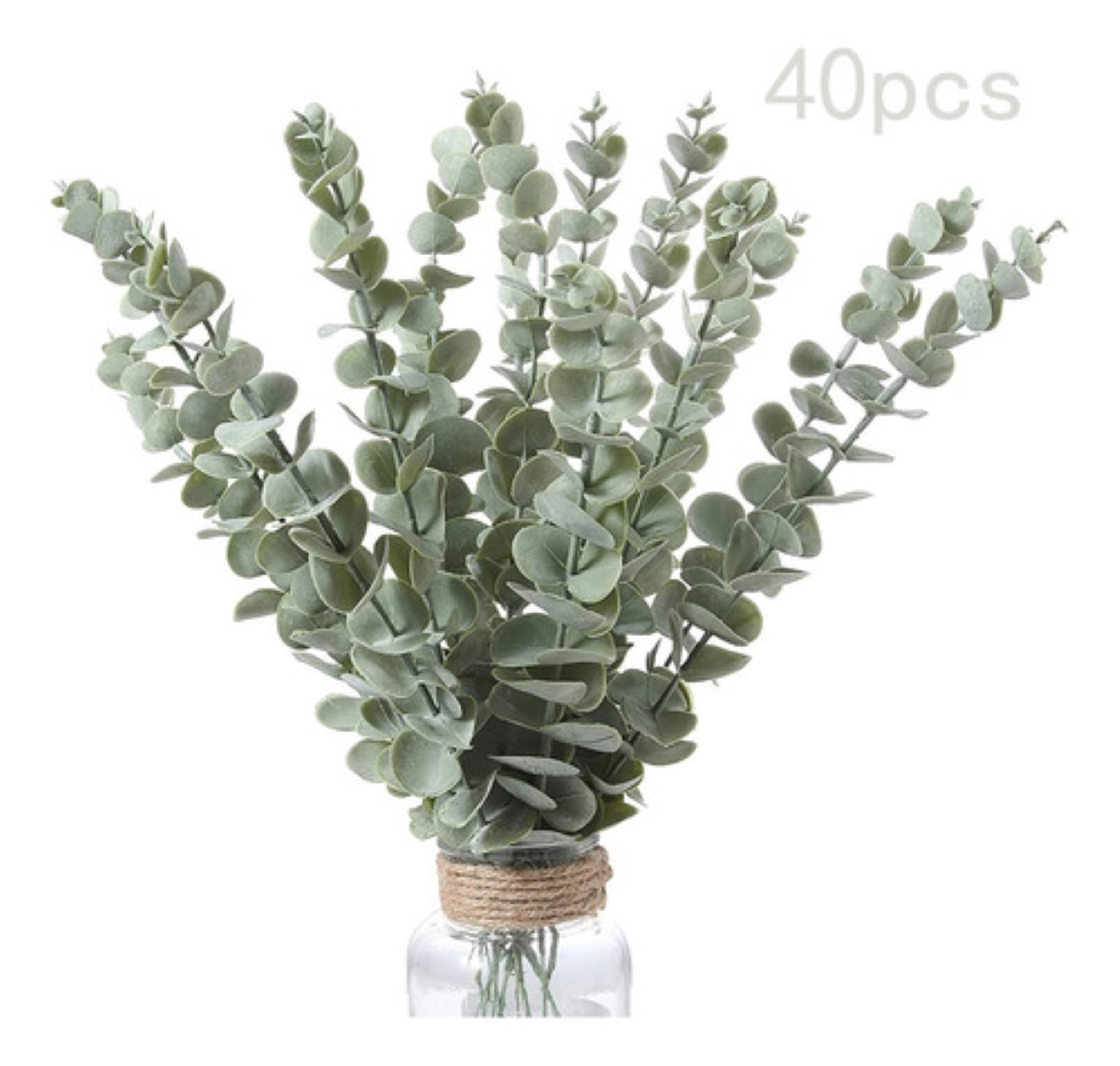 40 Piezas Tallos De Eucalipto Decoración Hojas Artificiales