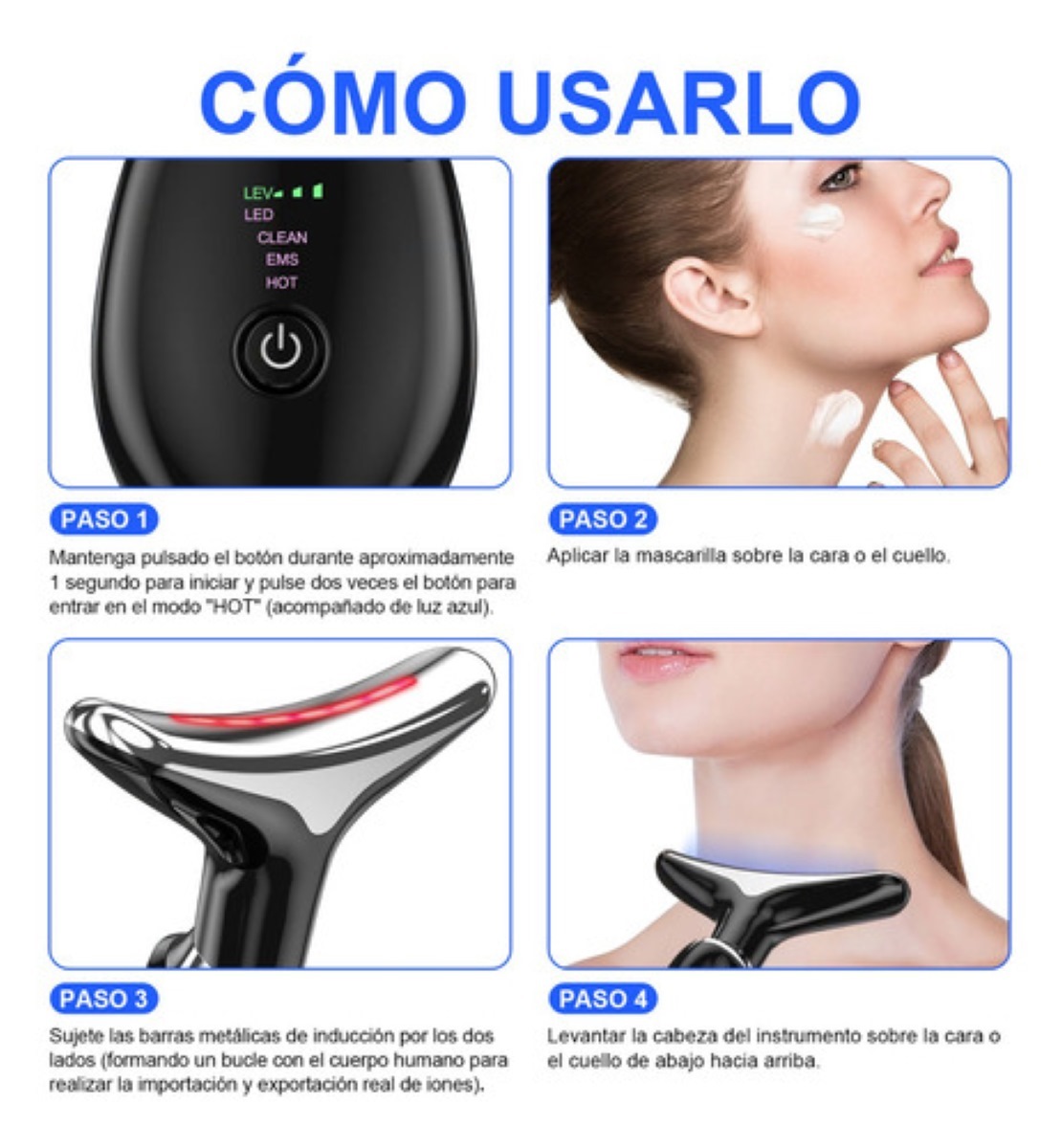 Masajeador Reductor De Papada Belleza Cuello Antiarrugas negro