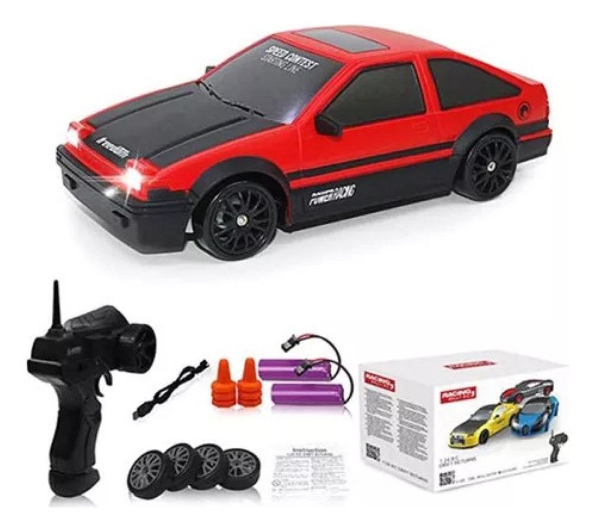 Auto Drift Rc Car 4wd 2.4 G, De Alta Velocidad,  Rojo.
