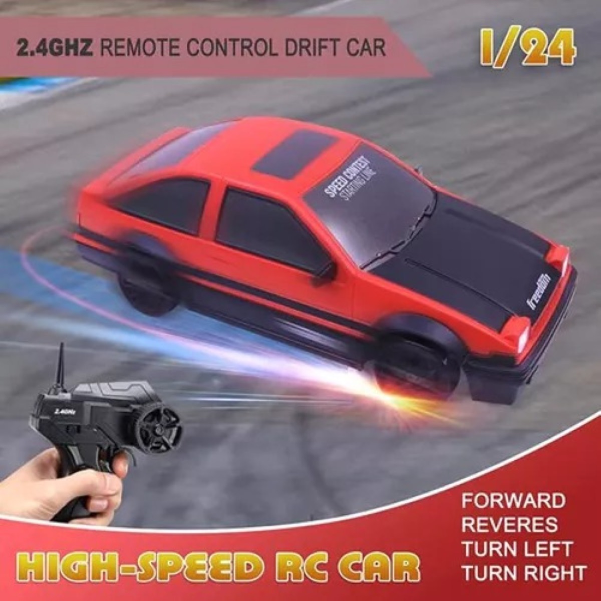 Auto Drift Rc Car 4wd 2.4 G, De Alta Velocidad,  Rojo.