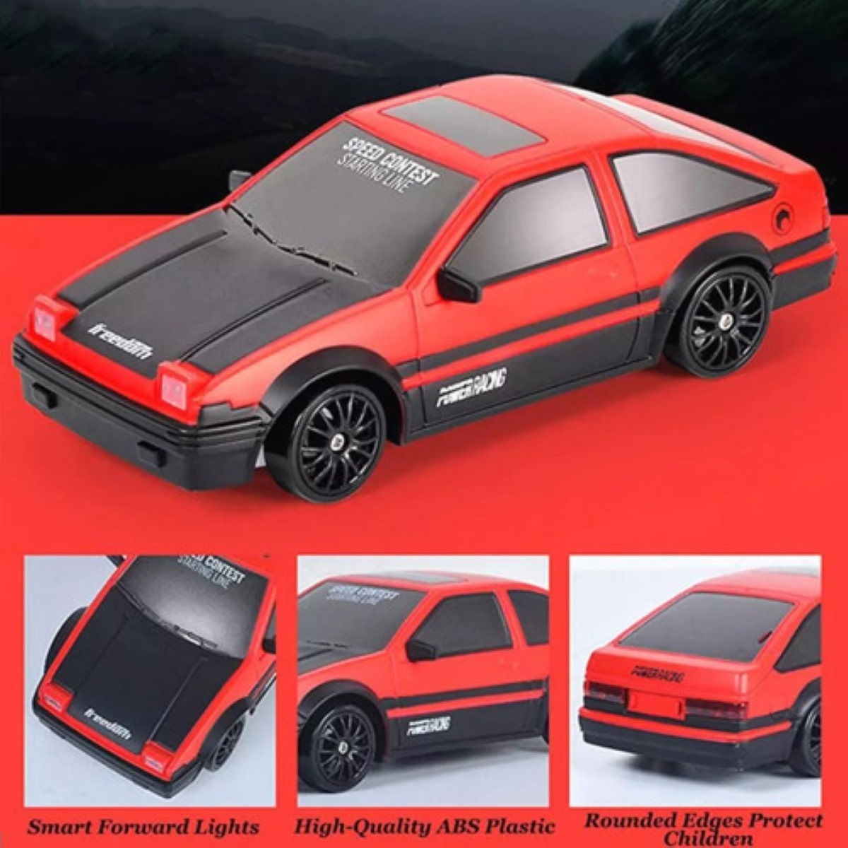 Auto Drift Rc Car 4wd 2.4 G, De Alta Velocidad,  Rojo.