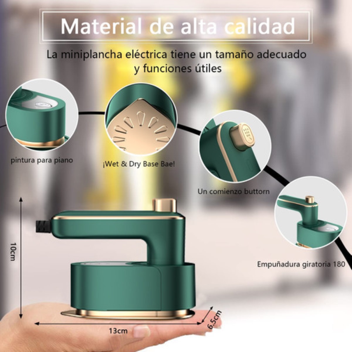 Mini Plancha Vapor De Mano Portátil Vapor Ropa De Viaje verde 