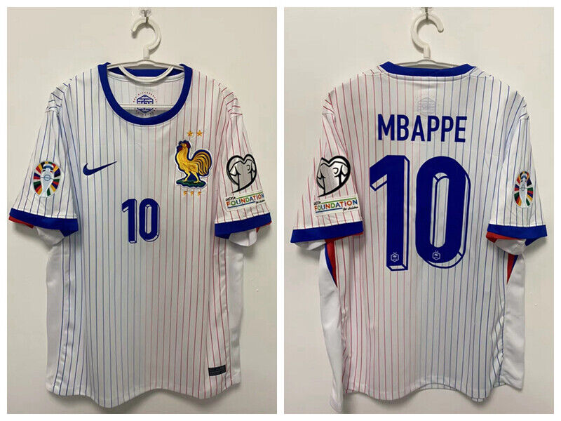 Nuevo! Jersey Francia Eurocopa 2024/2025 Visita Blanca Kylian Mbappe 10 Talla S