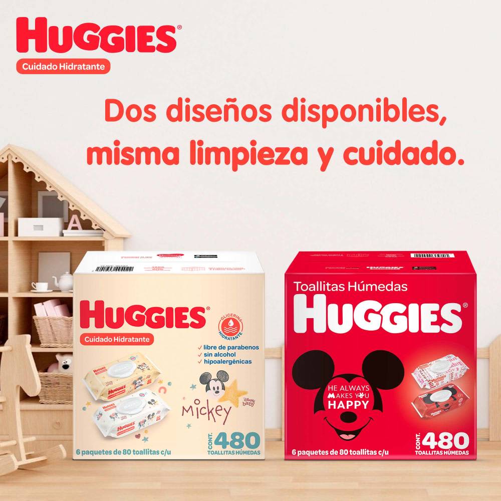 Toallitas Húmedas Huggies Cuidado Hidratante 6 Paquetes con 80 pzas c/u.