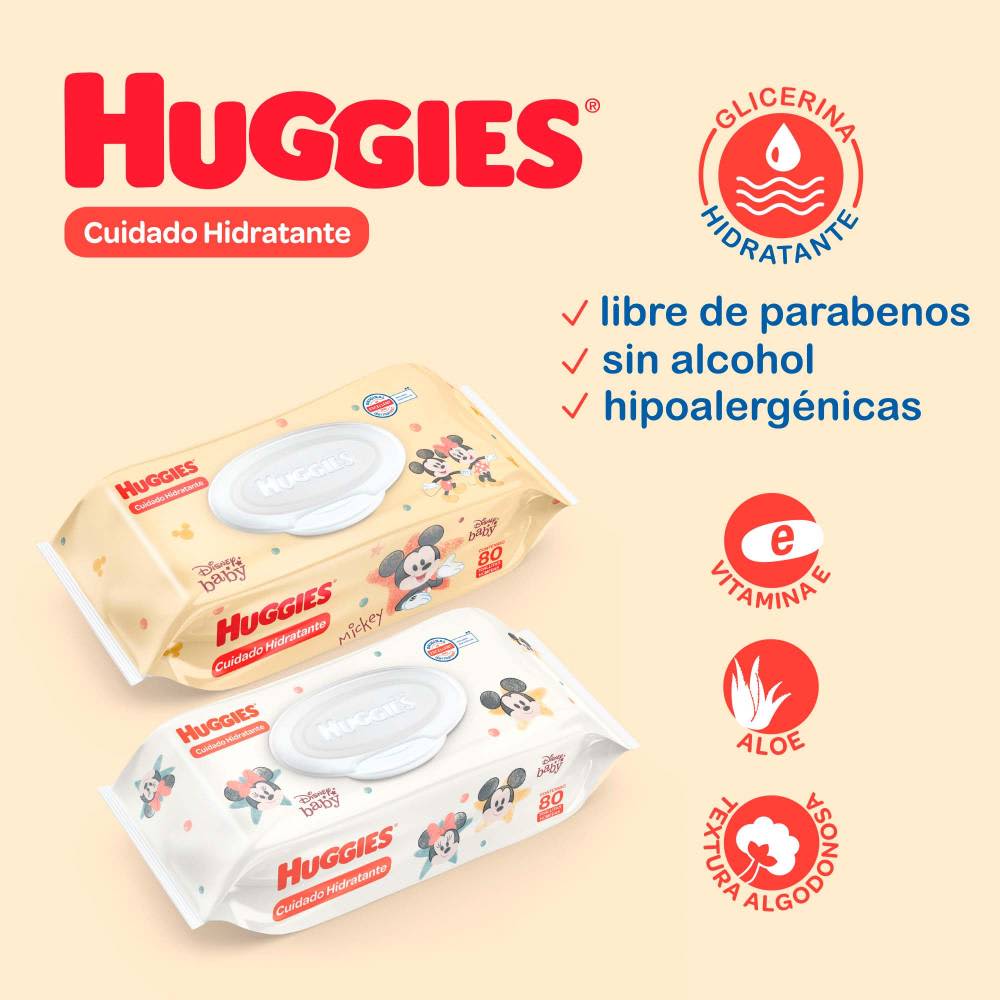Toallitas Húmedas Huggies Cuidado Hidratante 6 Paquetes con 80 pzas c/u.