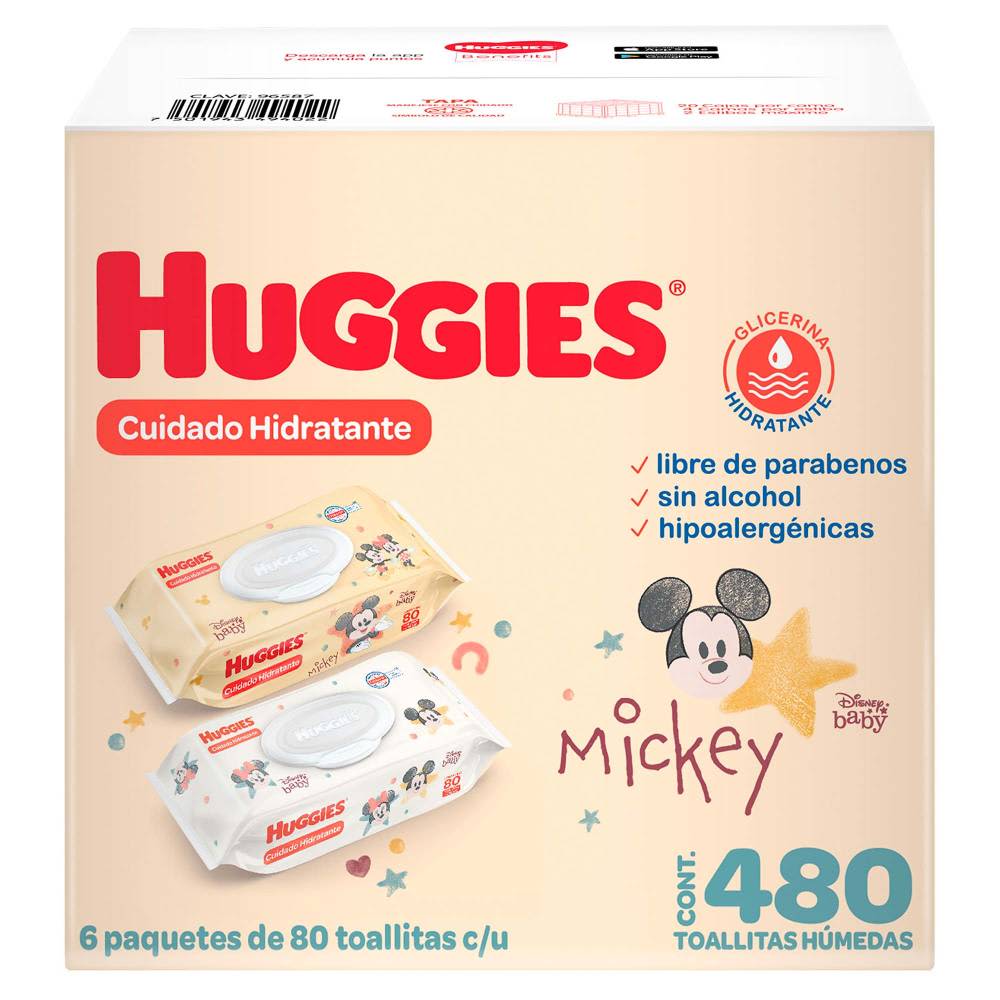 Toallitas Húmedas Huggies Cuidado Hidratante 6 Paquetes con 80 pzas c/u.