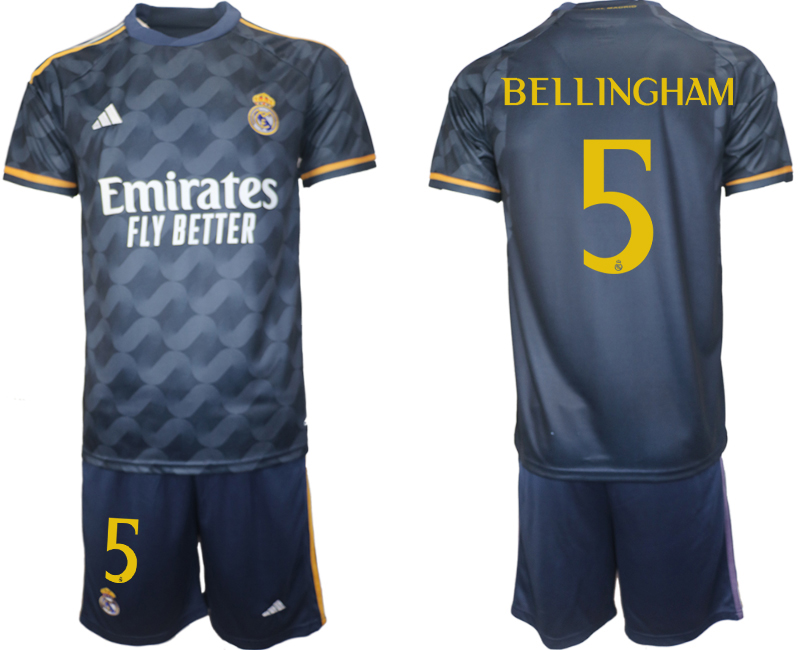 Nuevo! Jersey Real Madrid 2023/2024 Visitante Azul Marino Bellingham 5 Niño Youth Talla 6 - 7 años .