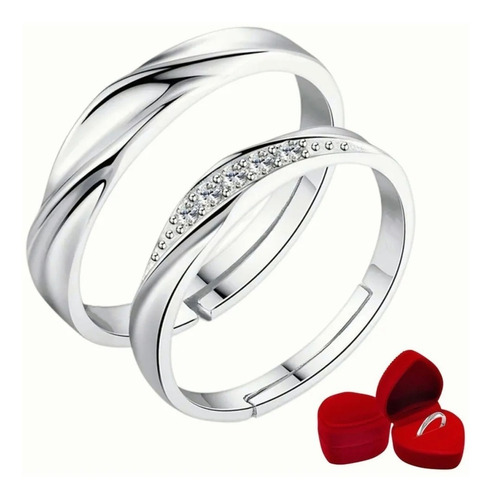 Conjuntos De Anillos De Boda Para Parejas Con Circón Brillante: Anillos De Pareja A Juego Para Él Y Ella, Elegant Joyas Para Los Dedos Para El Matrimonio De Compromiso, Tamaños 5 13