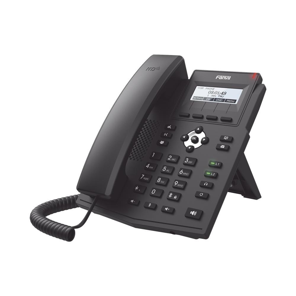 Teléfono IP Fanvil X1SP empresarial para 2 lineas SIP con pantalla LCD, Códec Opus, conferencia de 3 vías, PoE