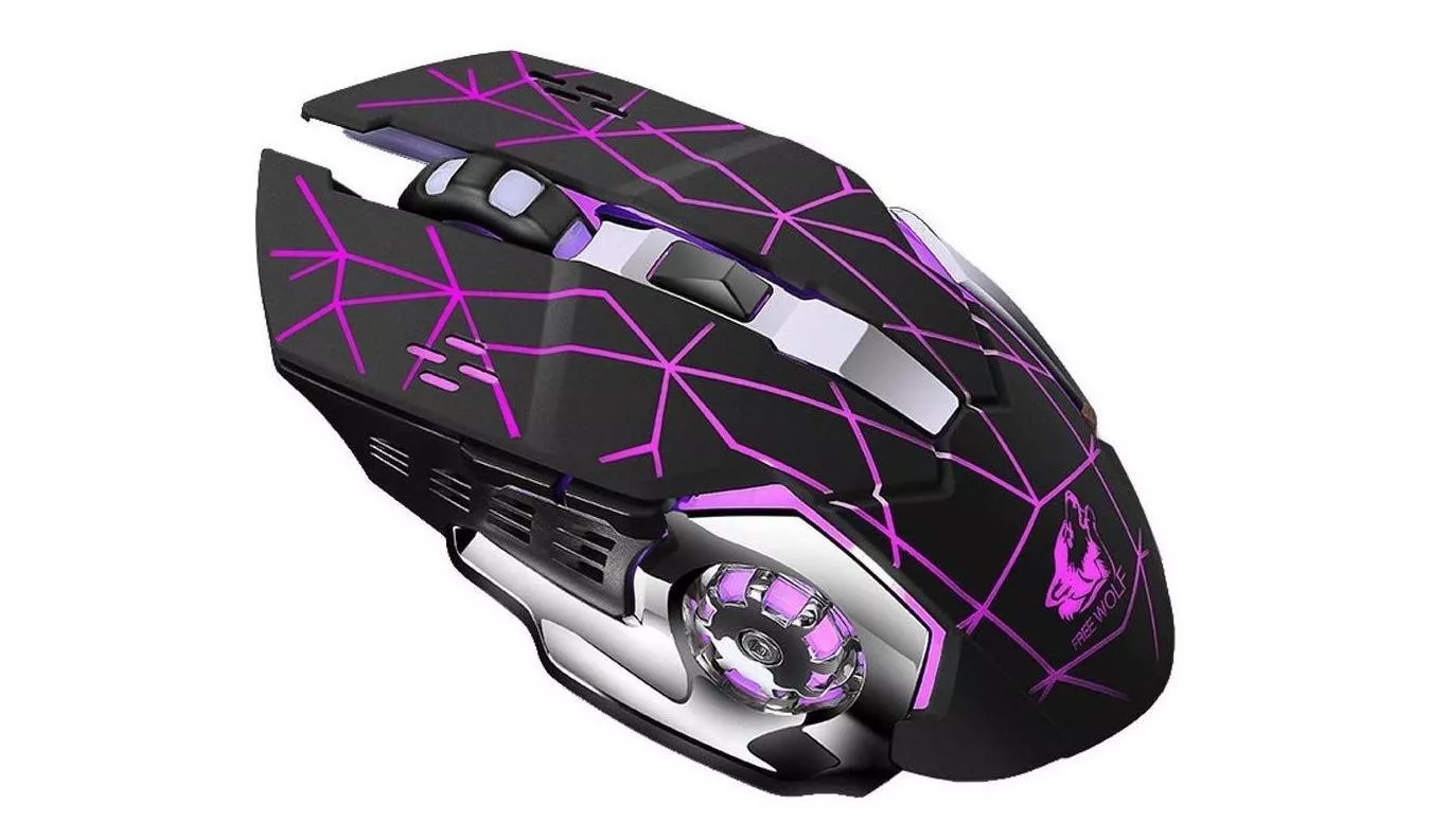 ML Mouse gamer de juego inalámbrico recargable Free Wolf X8 star black.