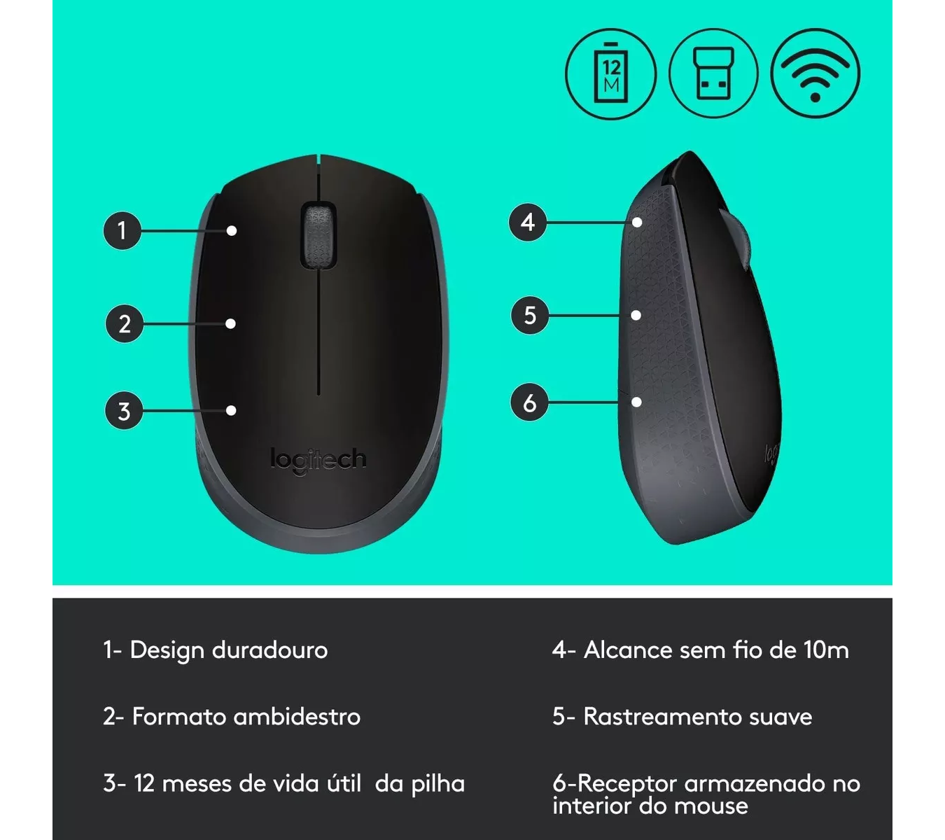 ML Mouse inalámbrico Logitech M170 M170 negro.