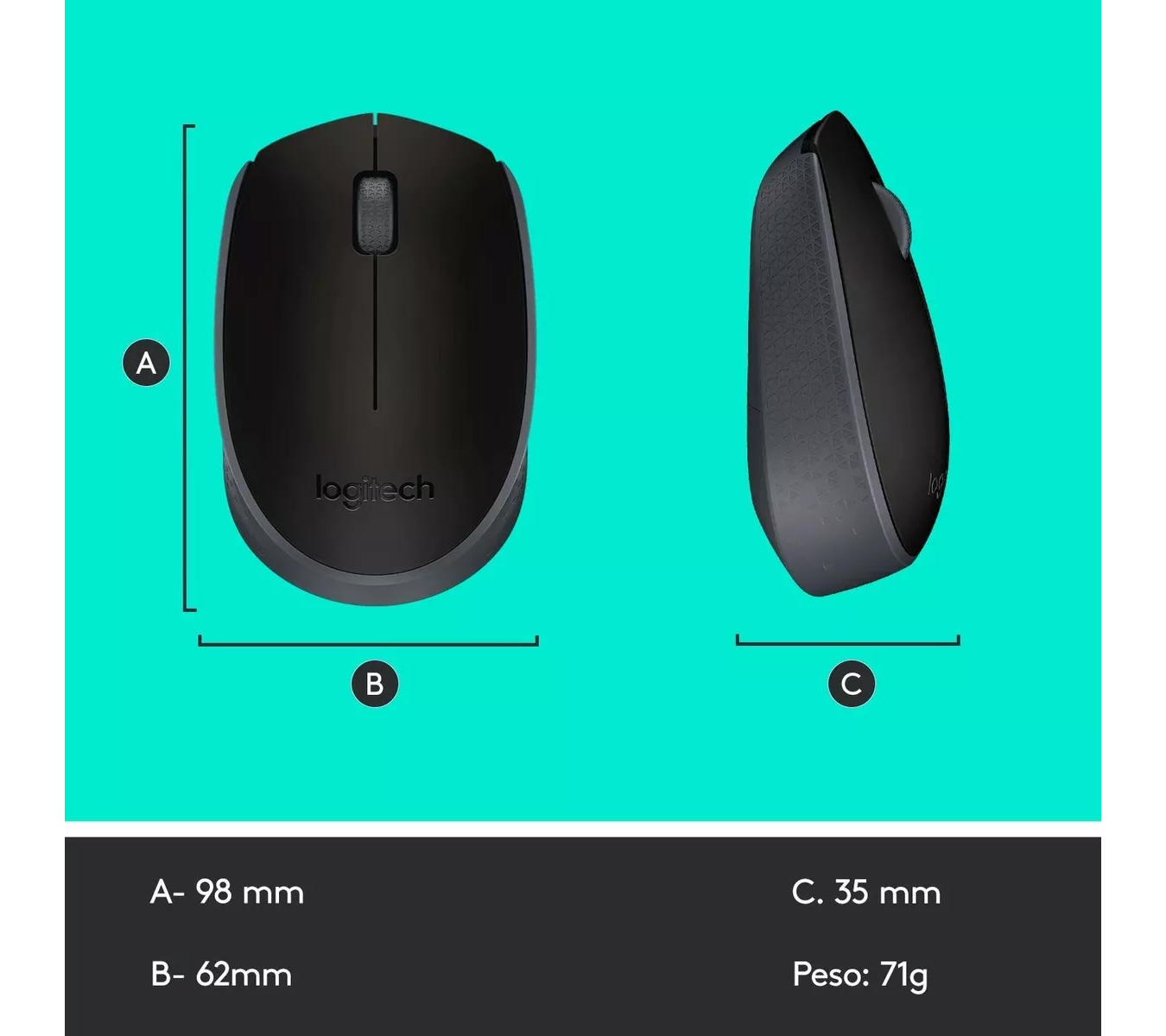ML Mouse inalámbrico Logitech M170 M170 negro.