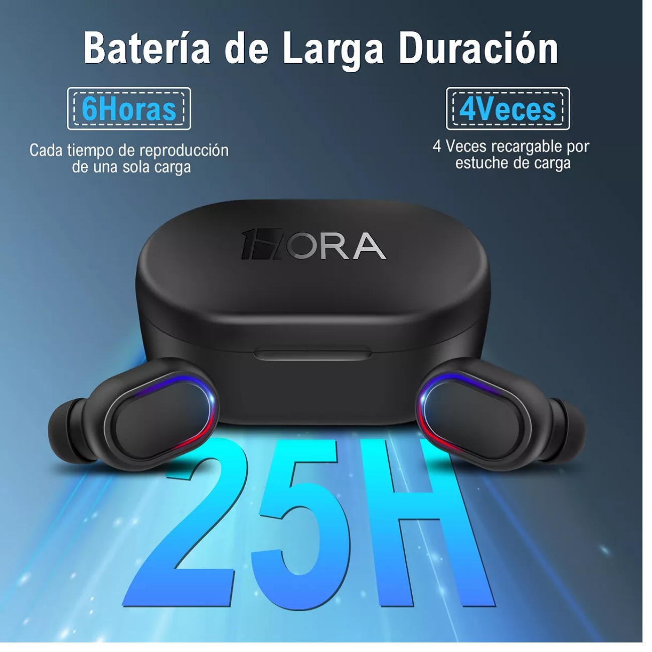 Audífonos in-ear inalámbricos 1Hora A8s TWS AUT114 Negro Bluetooth con Microfono Deportivos