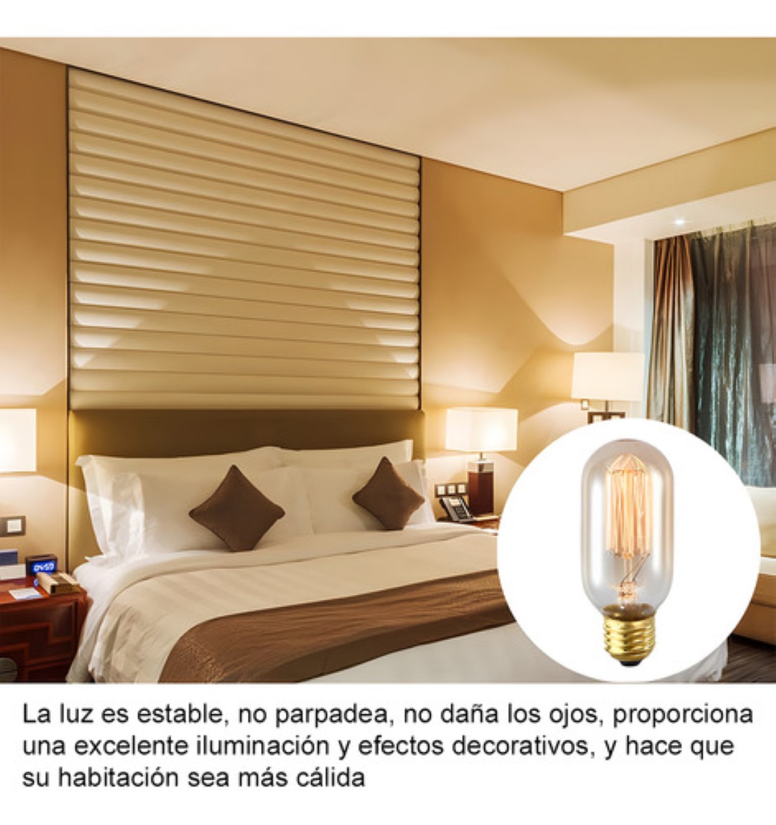 Paquete de Focos Vintage Led Bombillas E26/e27 8 pcs, Color Cálido